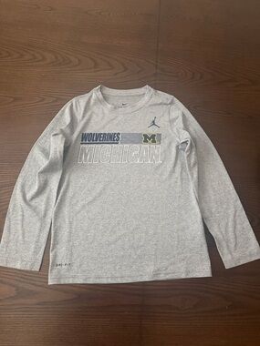 Nike Gray Michigan Wolverines Jordan Long-Sleeve Dri-Fit Tee